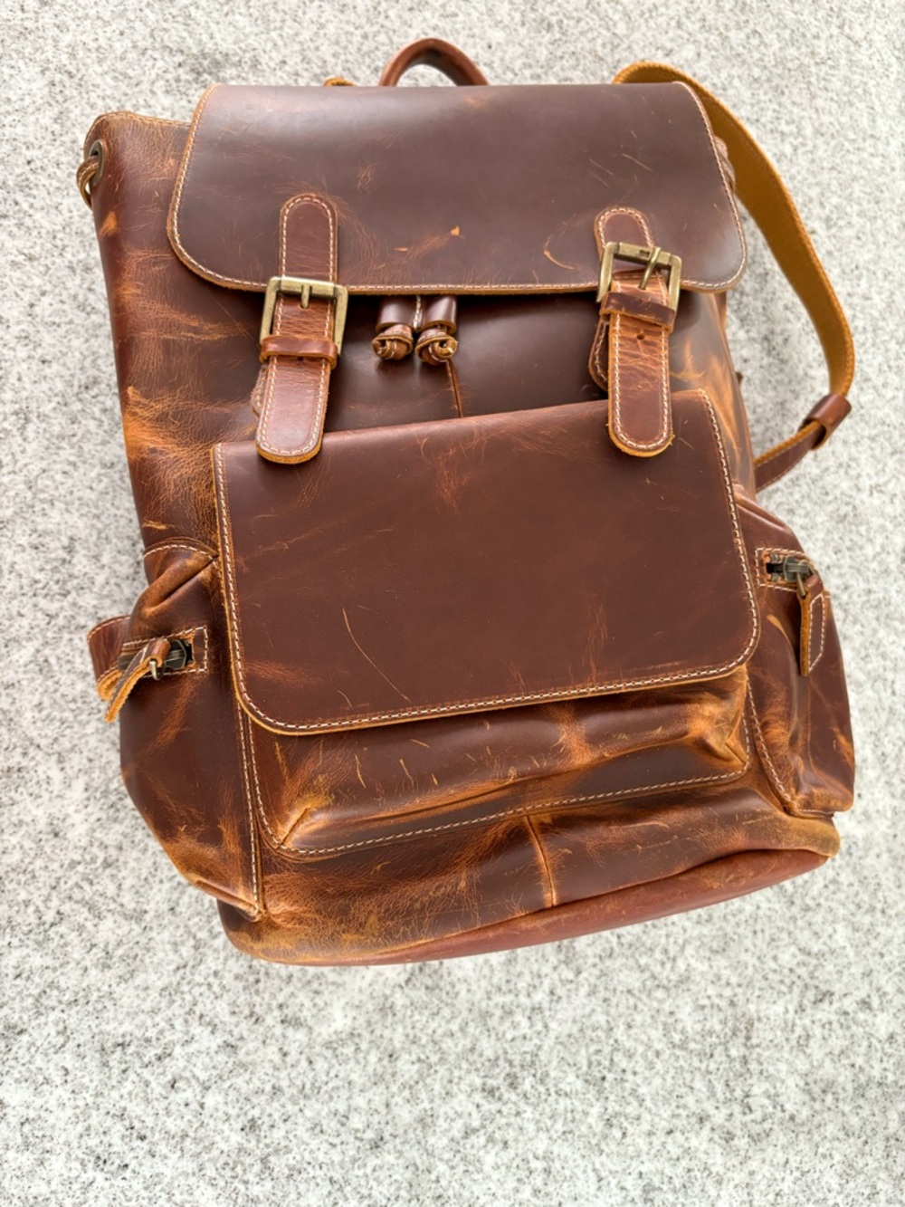 Mega Gear Valley backpack cowhide leather laptop bag handcrafted distressed